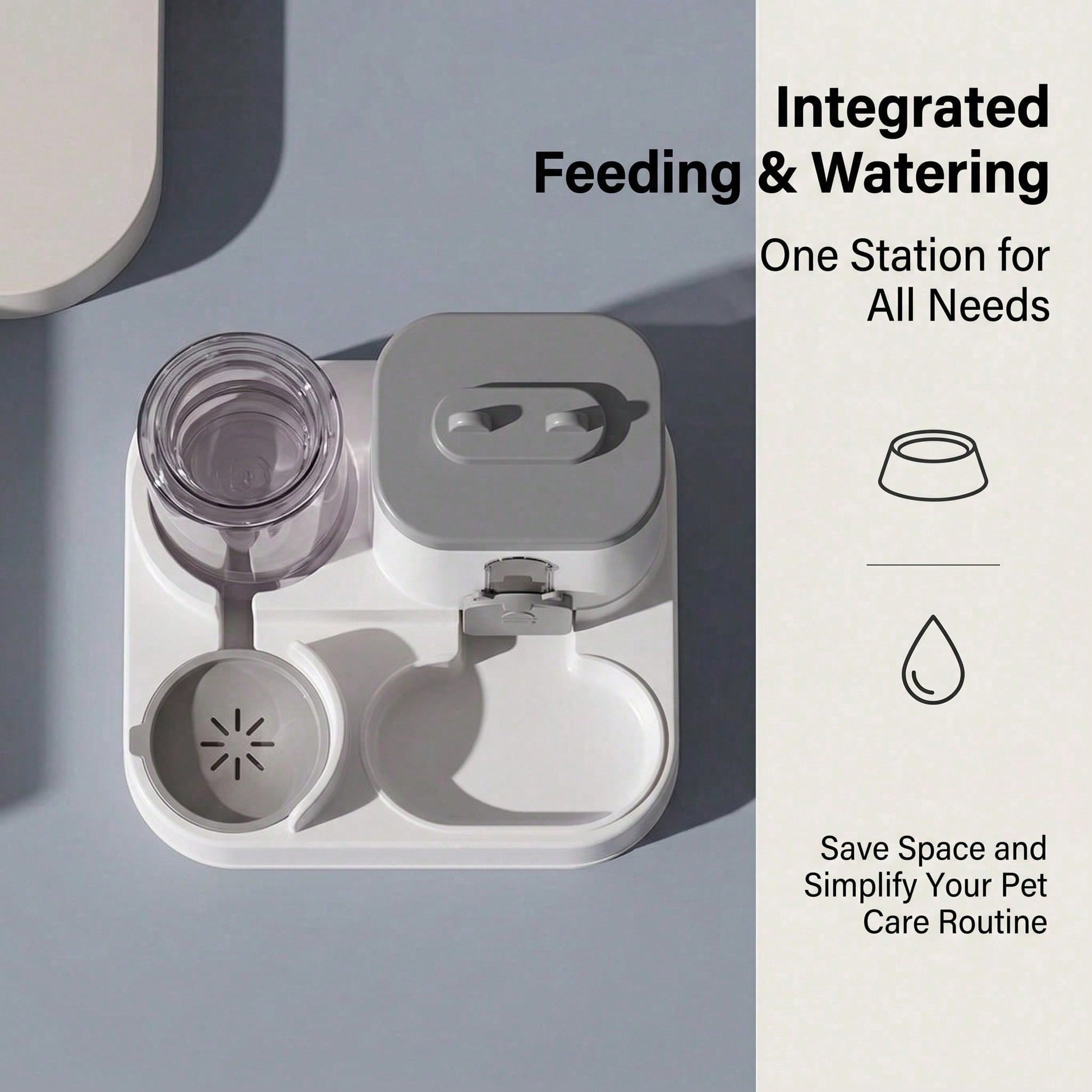 2-in-1 dog food dispenser and water bottle station product dimensions diagram