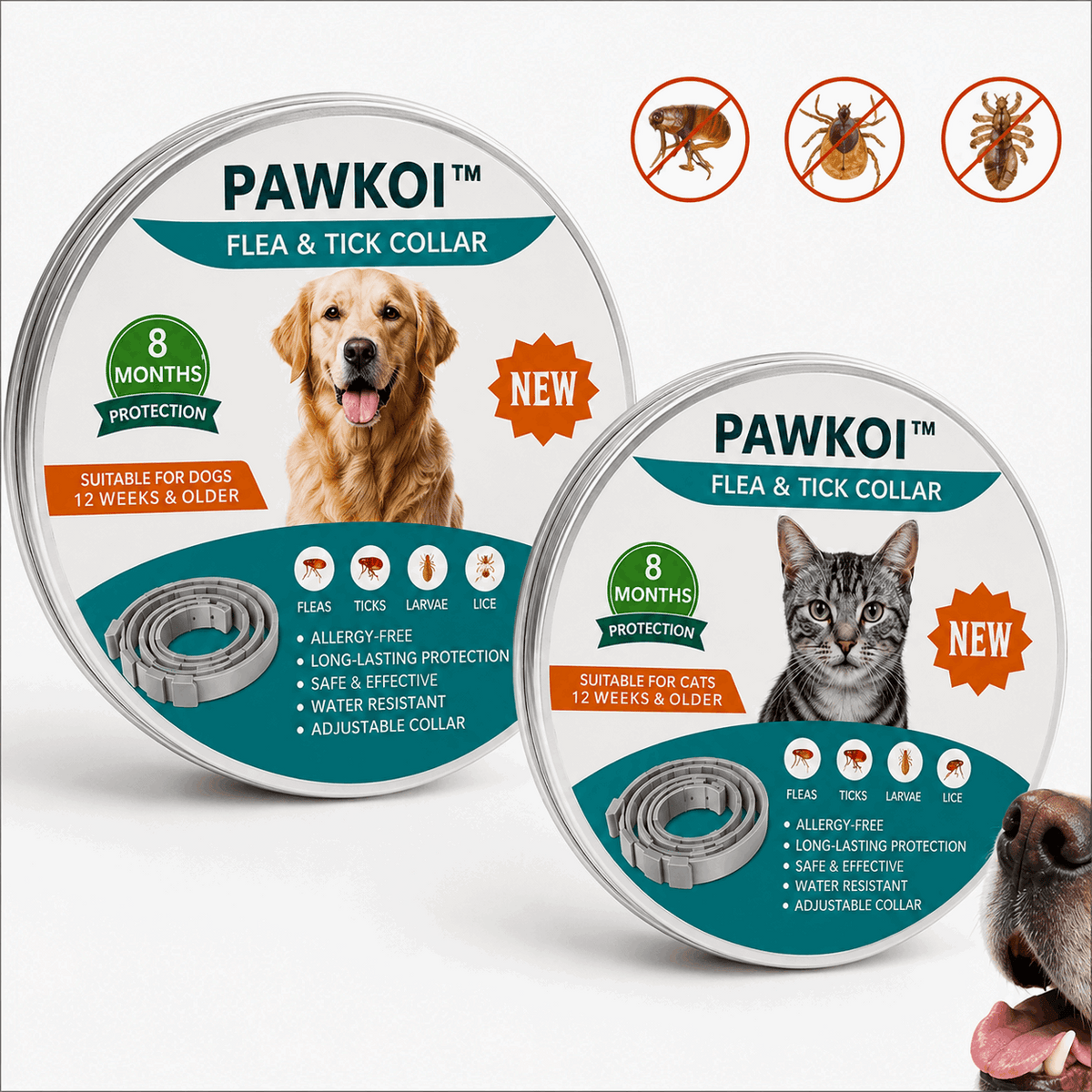 Pawkoi™ Flea & Tick Collar — 8 Month Lasting Protection Pawkoi Pet Pawkoi  Pet Pawkoi™ Flea & Tick Collar — 8 Month Lasting Protection