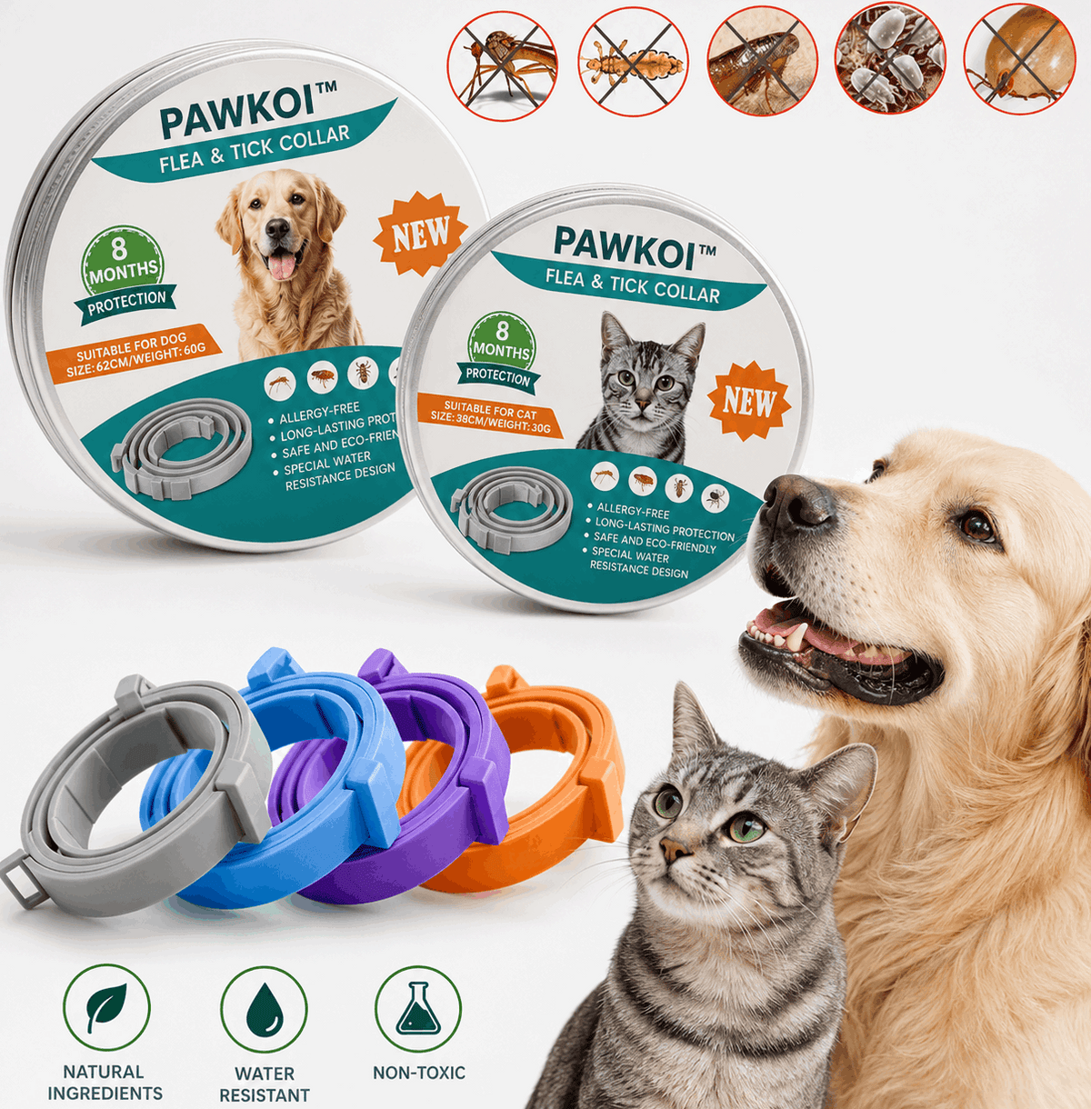 Pawkoi™ Flea & Tick Collar — 8 Month Lasting Protection Pawkoi Pet Pawkoi  Pet Pawkoi™ Flea & Tick Collar — 8 Month Lasting Protection
