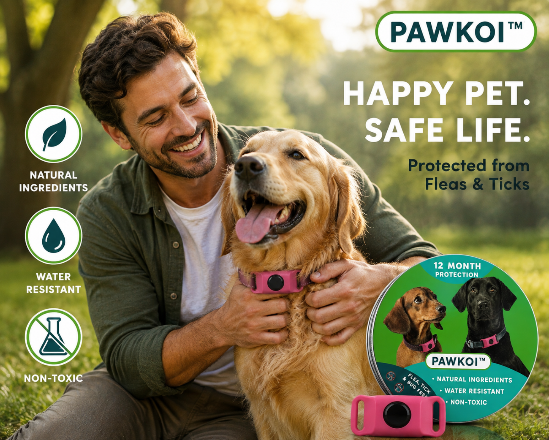 Pawkoi™ Flea & Tick Collar — 12 Month Lasting Protection Pawkoi Pet Pawkoi  Pet Pawkoi™ Flea & Tick Collar — 12 Month Lasting Protection