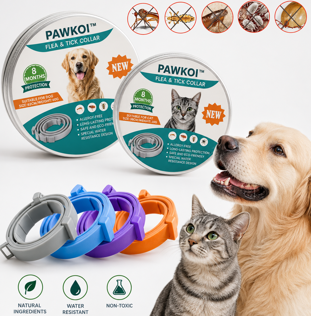 Pawkoi™ Flea & Tick Collar — 8 Month Lasting Protection Pawkoi Pet Pawkoi  Pet Pawkoi™ Flea & Tick Collar — 8 Month Lasting Protection