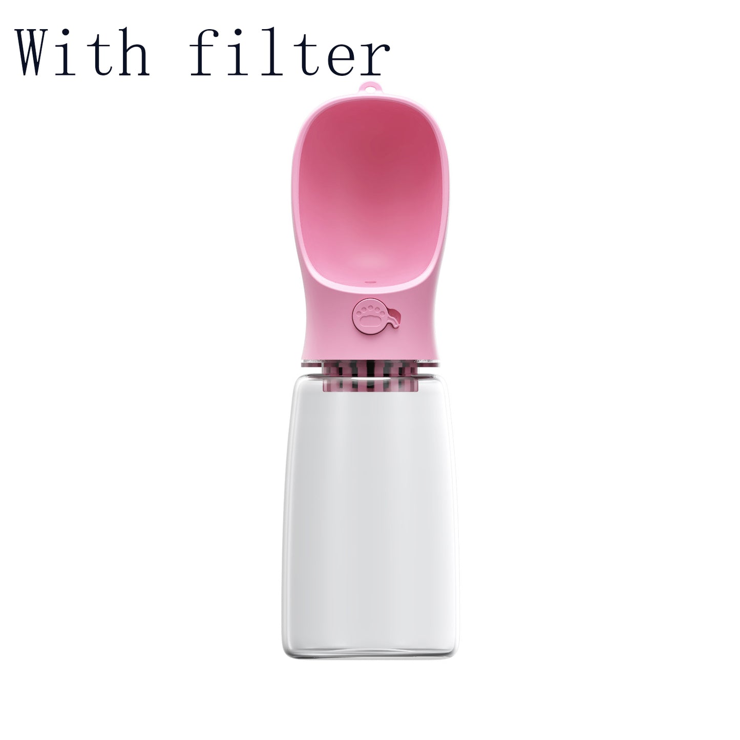 Travel friendly cat water bottle dispenser with ergonomic wide drinking trough