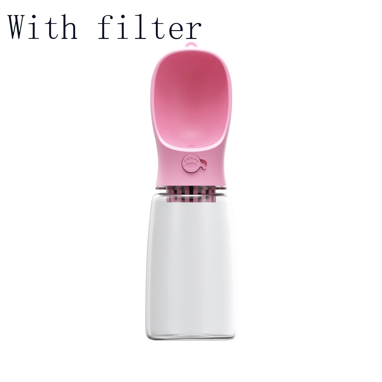 Travel friendly cat water bottle dispenser with ergonomic wide drinking trough