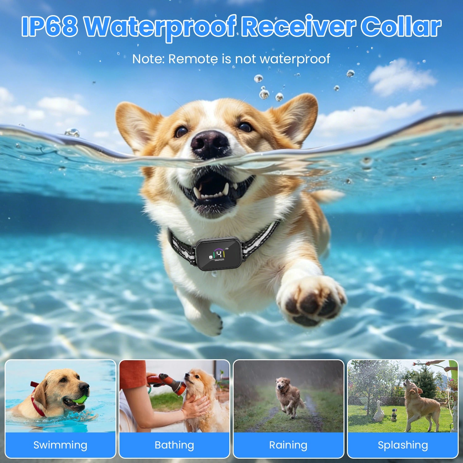 Anti barking correction collar showing clear digital numbers on an advanced display panel