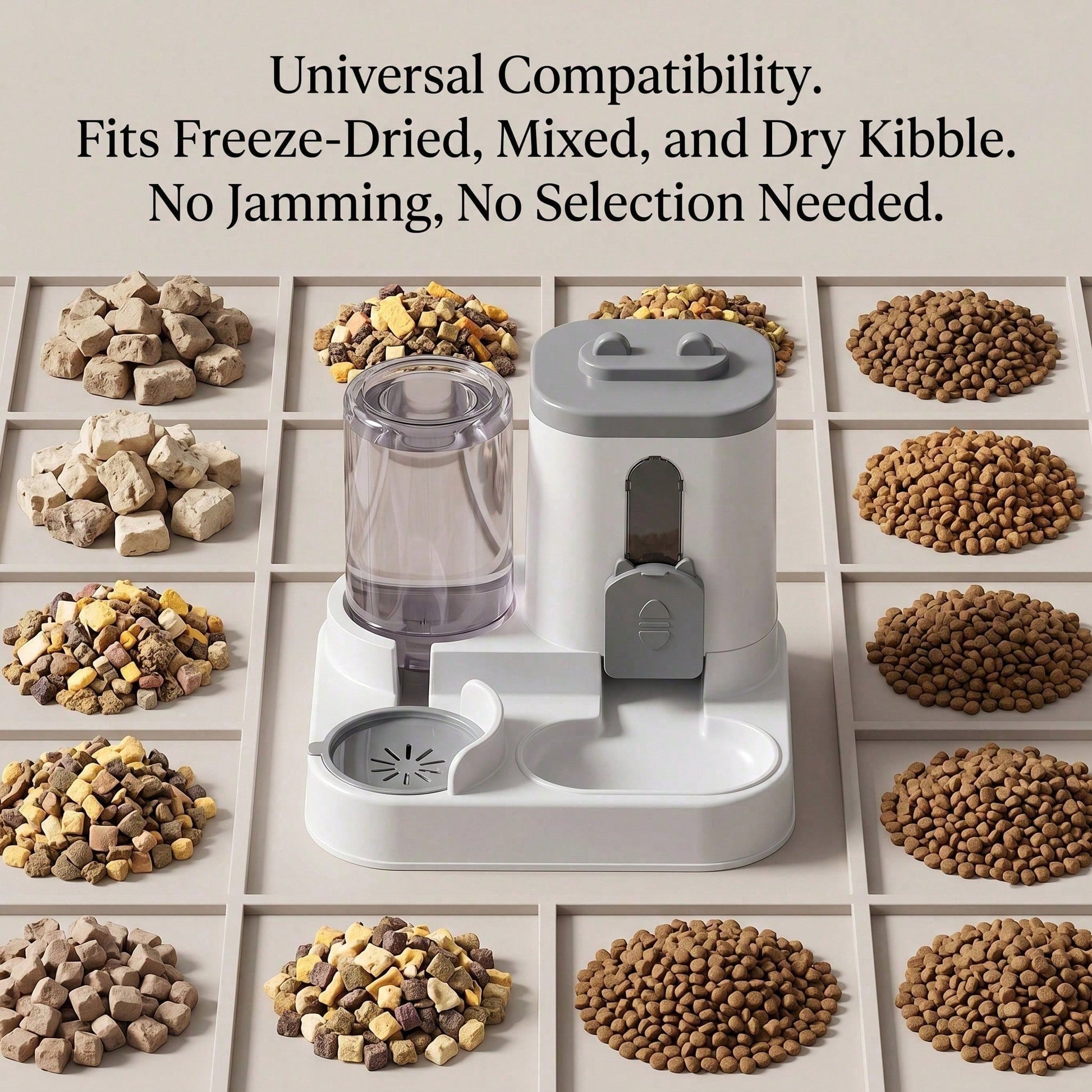 Minimalist cat feeding bowl set with technical size and volume dimensions