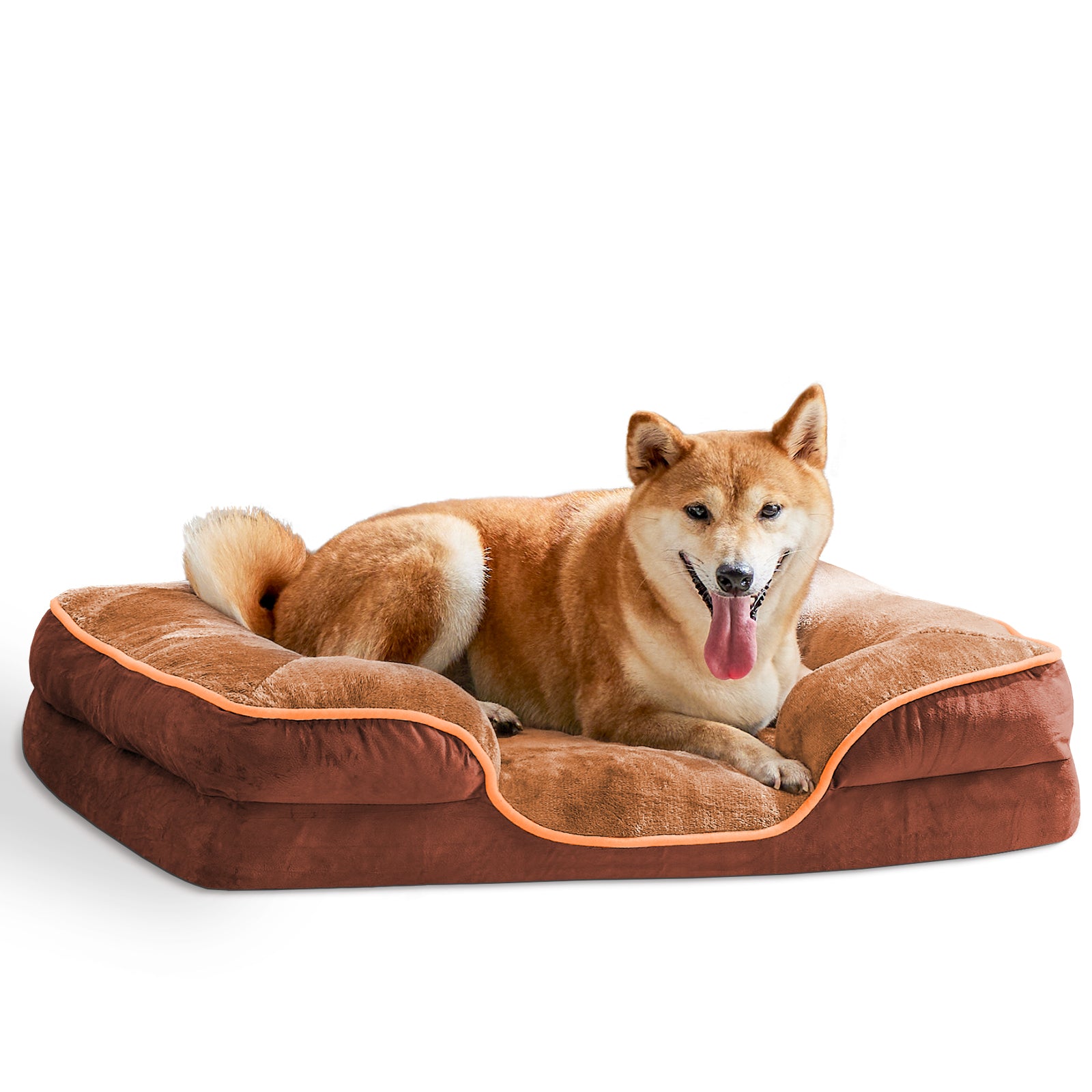 Orthopedic dog bed designed for deep sleep featuring a soft grey bolster