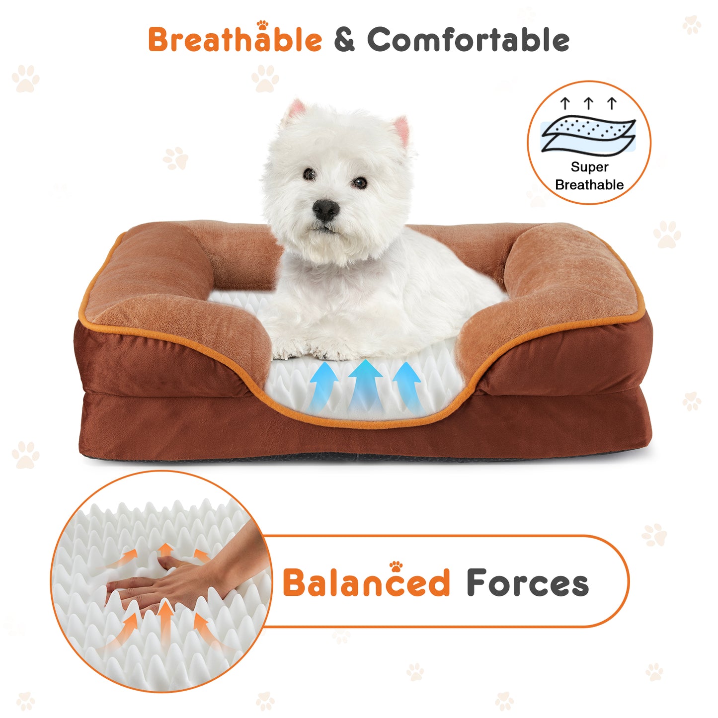 Memory foam dog couch with soft bounce support cushion for senior dogs