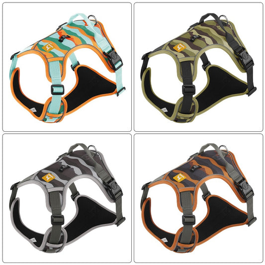 Padded chest vest harness with thickened 2.5cm safety lock buckles for large dogs