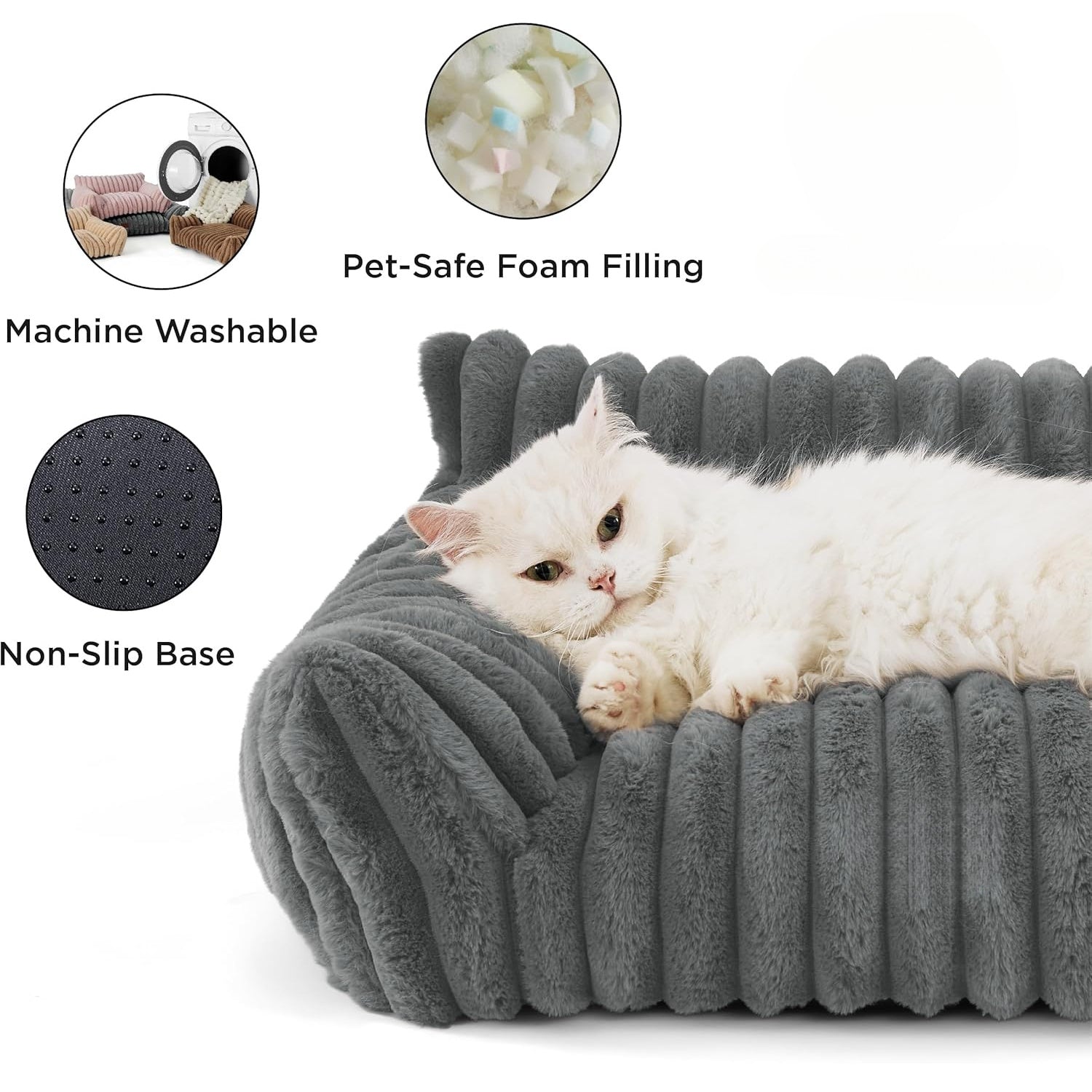 Premium high side cat bed lounger designed to reduce pet anxiety and stress