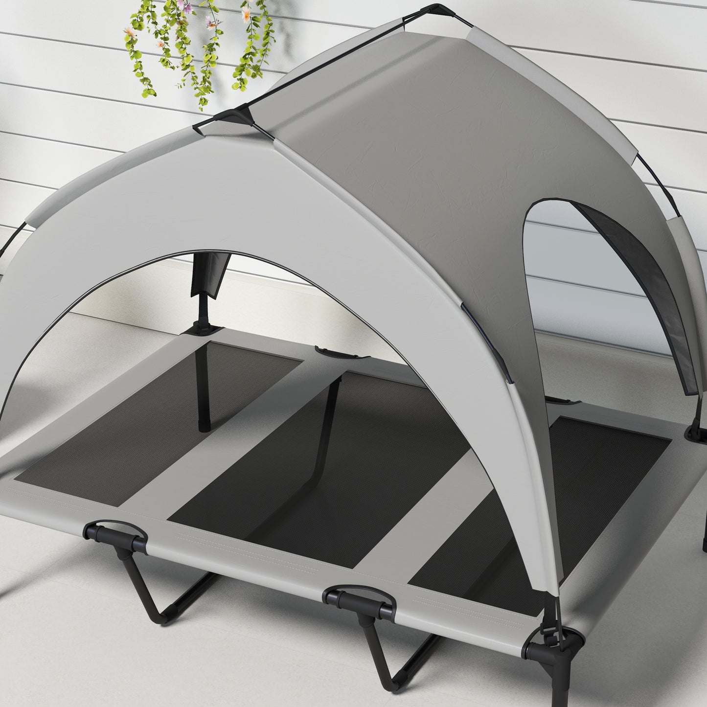 Large elevated outdoor pet bed with 7.9 inch ground clearance dimensions chart