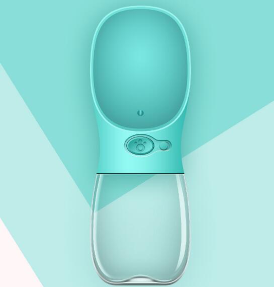 Travel friendly cat water bottle dispenser with ergonomic wide drinking trough