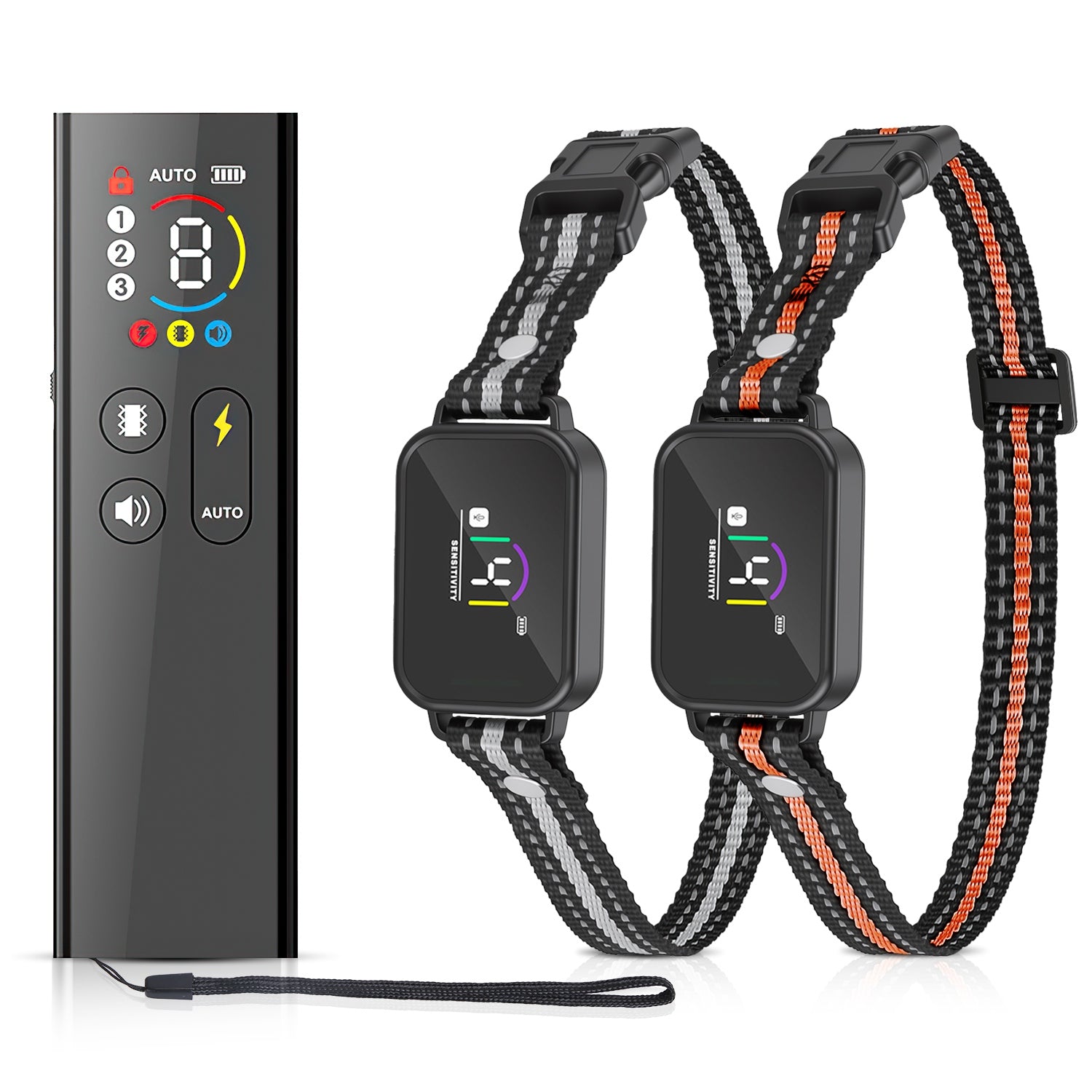 Lightweight electronic puppy training set with smart screen and adjustable intensity levels
