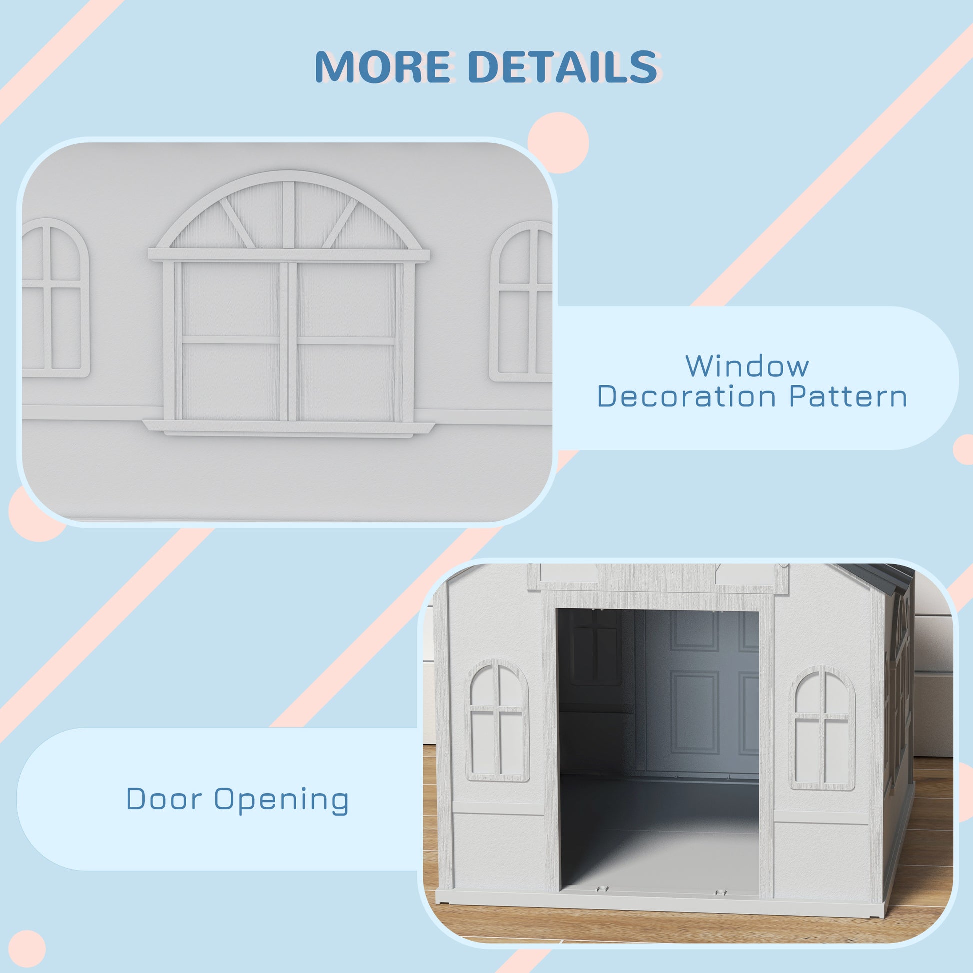 Modern backyard pet shelter dimensions with 10.75 inch wide door opening