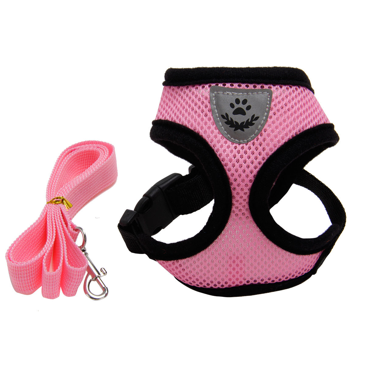No-pull step-in puppy harness with matching nylon leash for small dogs