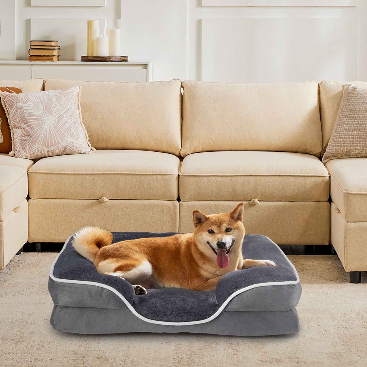 Durable zippered dog bed cover with thick internal liquid proof protective layer