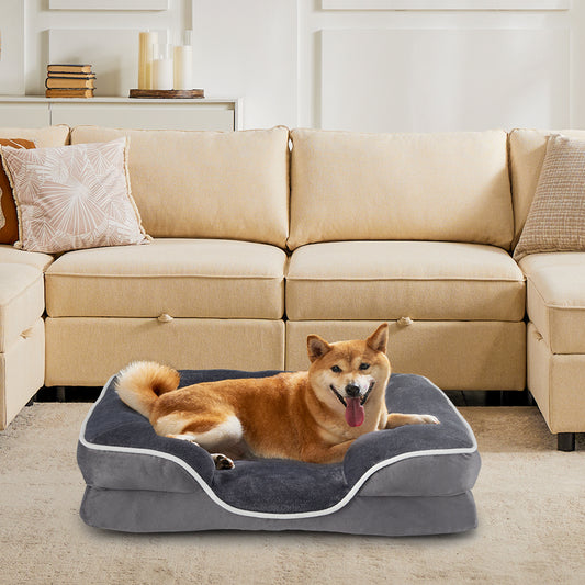 Durable zippered dog bed cover with thick internal liquid proof protective layer