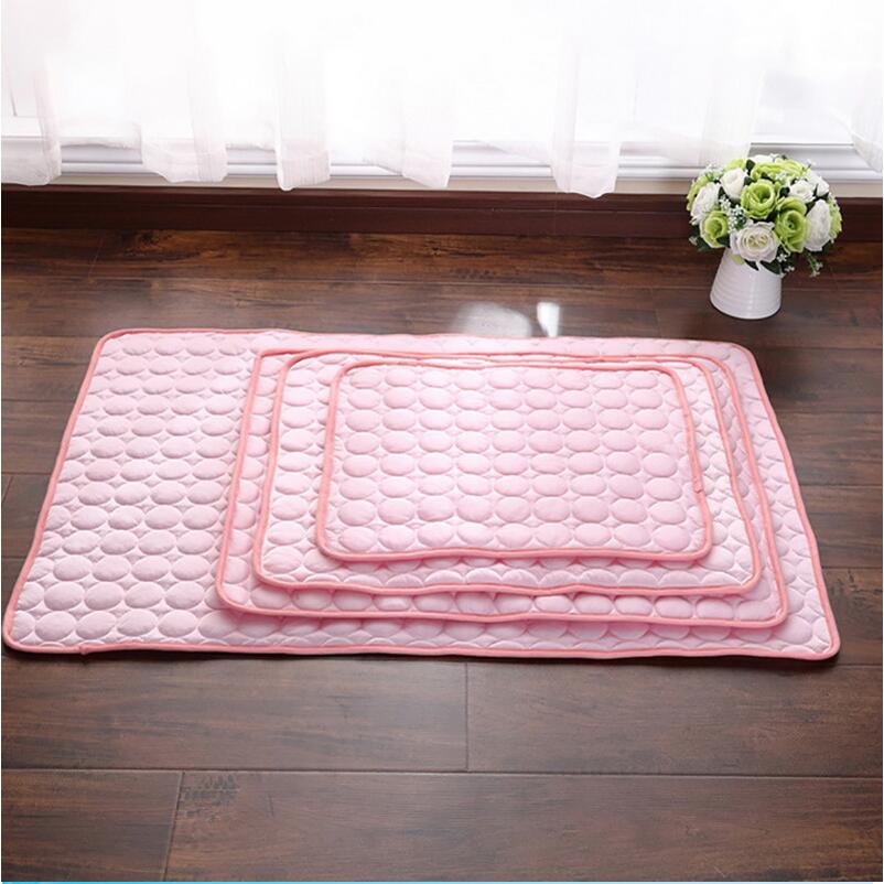 Portable travel-friendly cooling dog bed mat collection available in pink and grey