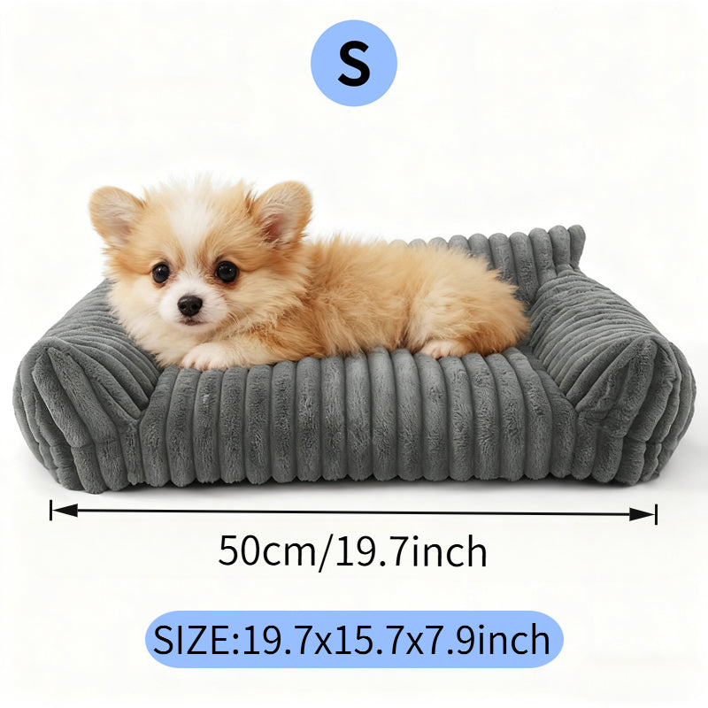 Stylish off white corduroy pet bed sofa suitable for small dogs and cats