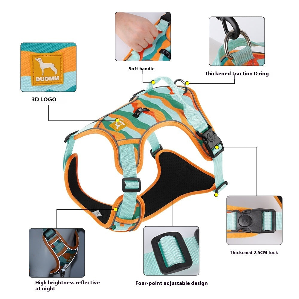 Heavy duty pet vest harness featuring a padded soft control handle