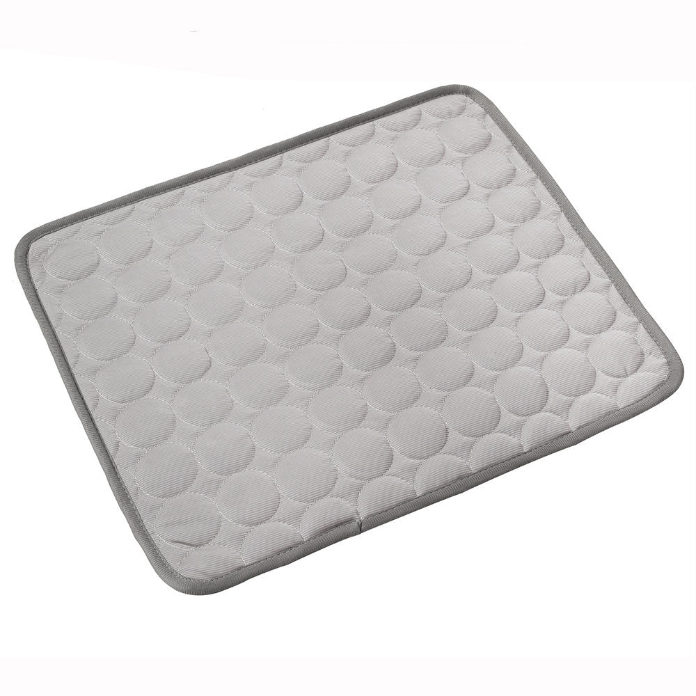 Multi-size stackable lightweight pet cooling pads including brown, pink, and grey options