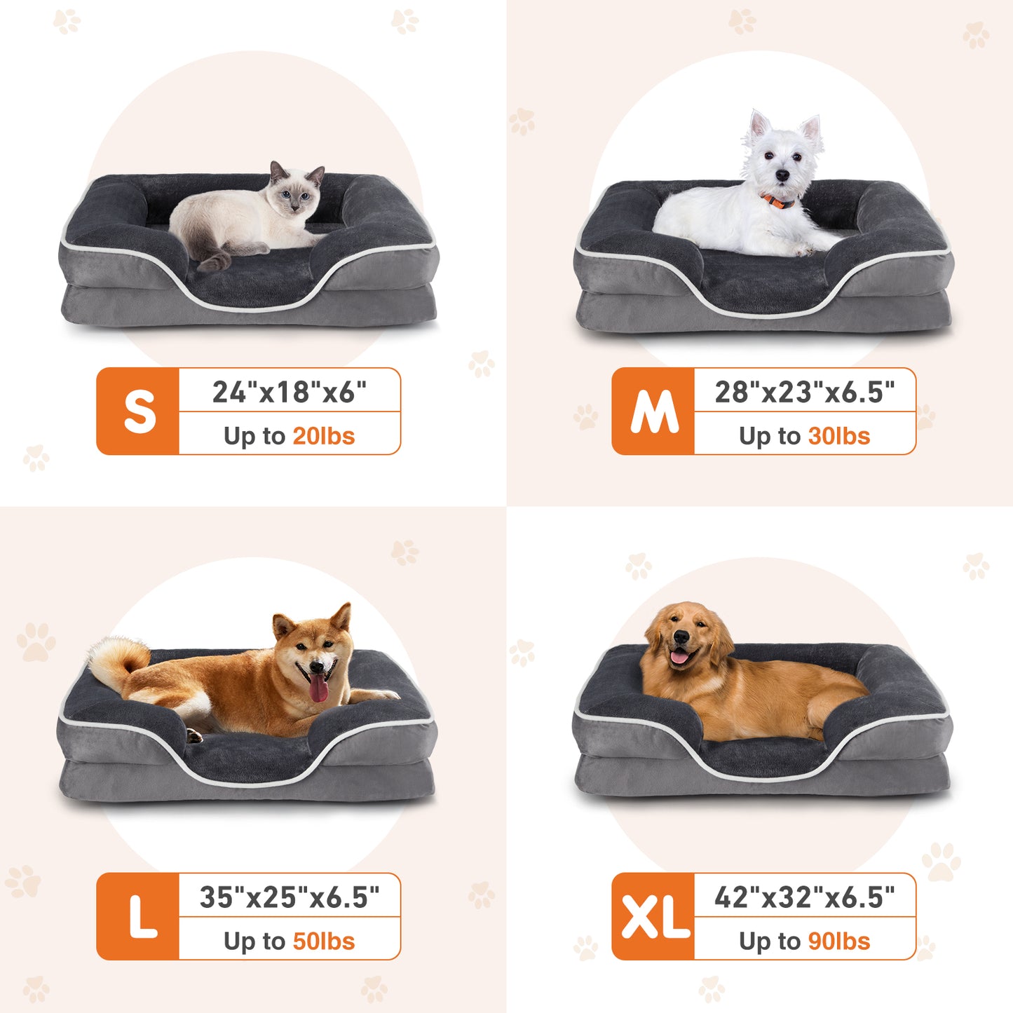Calming dog bed couch with multi-layer protection and anti-slip backing mesh