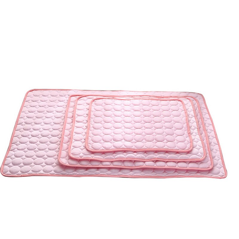 Premium ice-feeling cooling pad for medium to large dogs in pink, brown, and grey