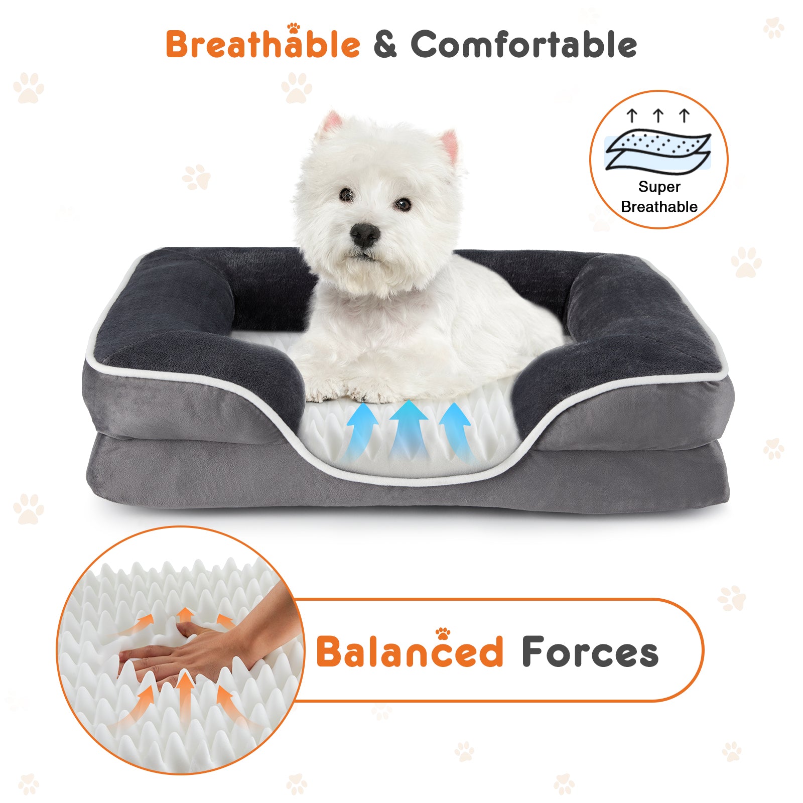 Removable cover dog bed with heavy duty zipper enclosure for easy washing