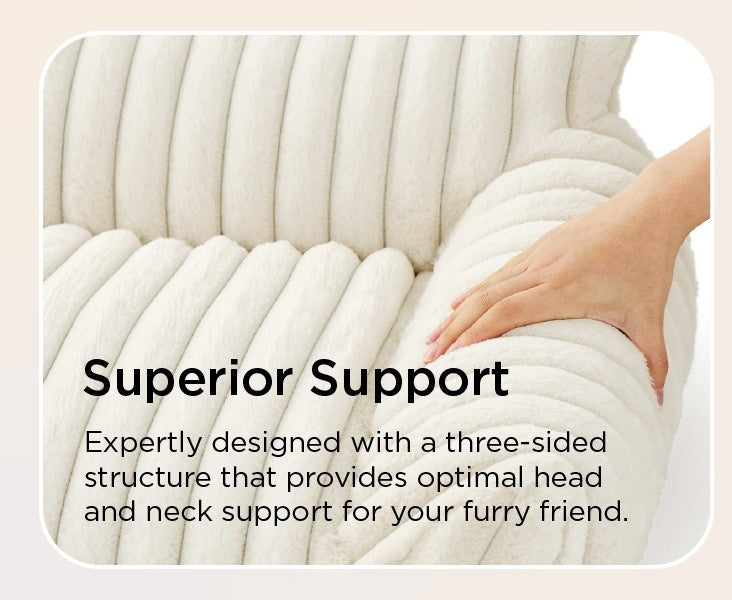 Soft textured pet couch bed for indoor cats highlighting neck and joint support