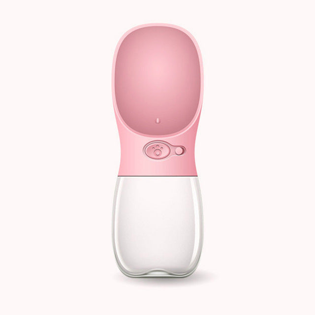 Leak proof travel pet water dispenser bottle with integrated drinking bowl dispenser