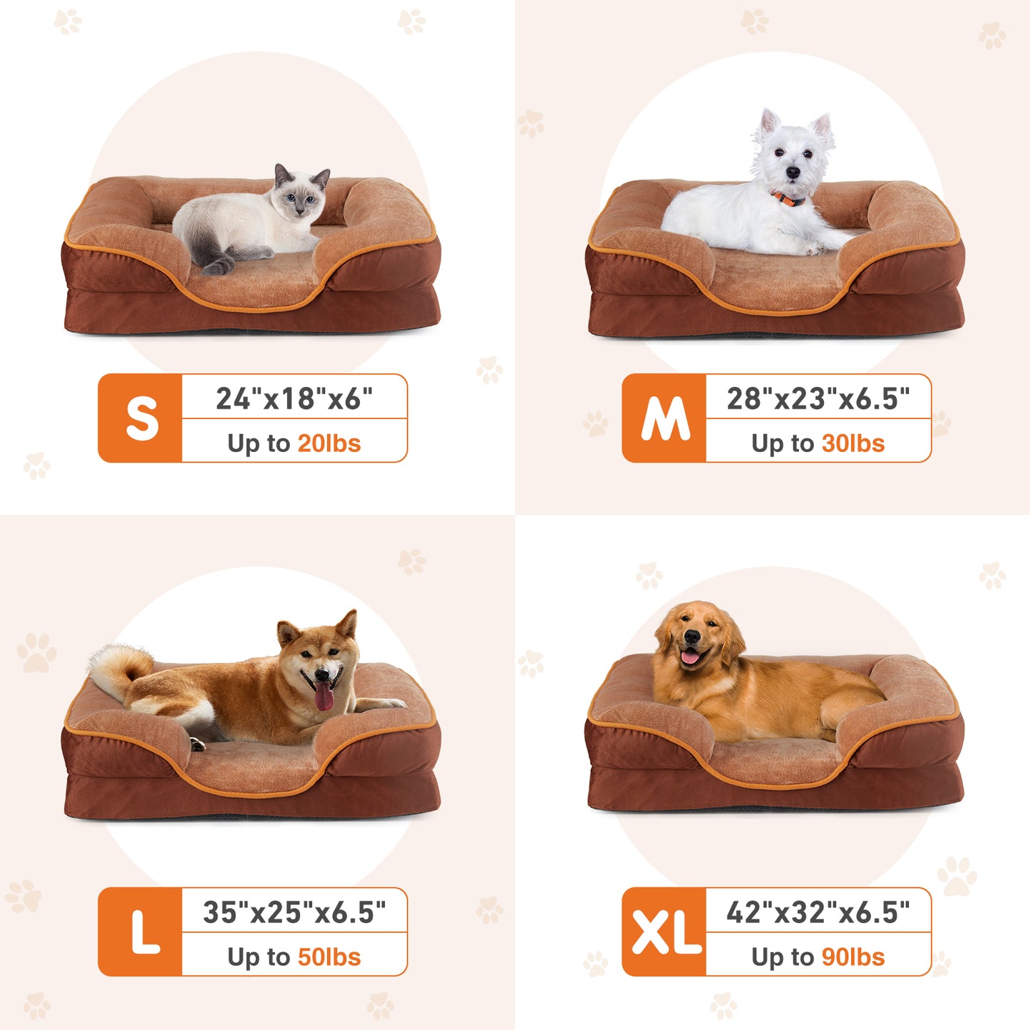 Washable waterproof puppy bed featuring supportive bolsters and raised rim edges