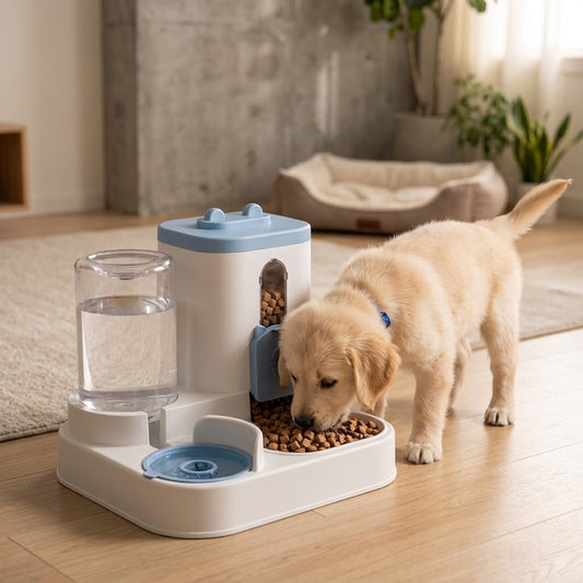 Modern 2-in-1 Gravity Pet Dispenser — Fresh Food and Water, Always Available