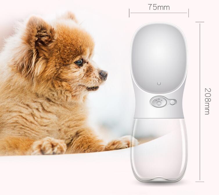 Safe bpa free plastic dog water bottle for travel in pink white and blue